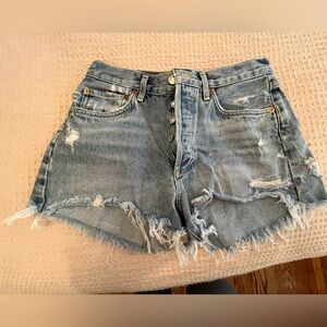 Agolde Blue Distressed Jean Shorts